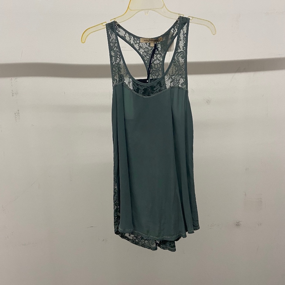Dark teal tank with lace back